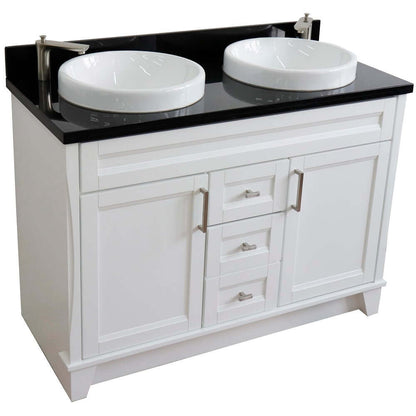 Bellaterra 48" Double Vanity w/ Counter Top and Sink White Finish 400700-49D-WH-BGRD round