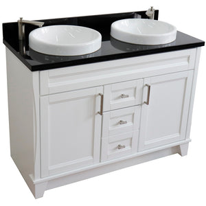 Bellaterra 48" Double Vanity w/ Counter Top and Sink White Finish 400700-49D-WH-BGRD round