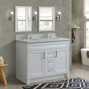 Bellaterra 48" Double Vanity w/ Counter Top and Sink White Finish 400700-49D-WH-GYO oval