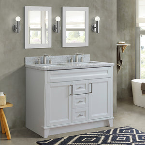 Bellaterra 48" Double Vanity w/ Counter Top and Sink White Finish 400700-49D-WH-GYR rect