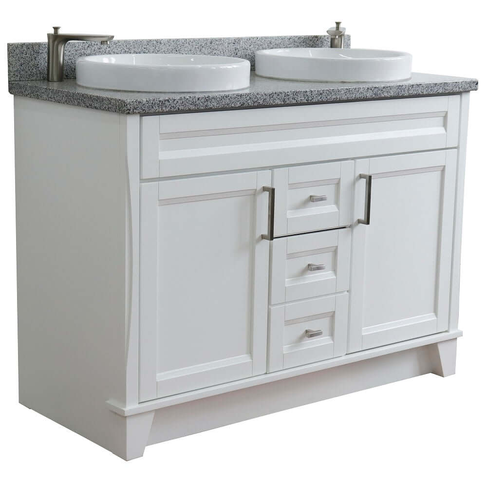 Bellaterra 48" Double Vanity w/ Counter Top and Sink White Finish 400700-49D-WH-GYRD round