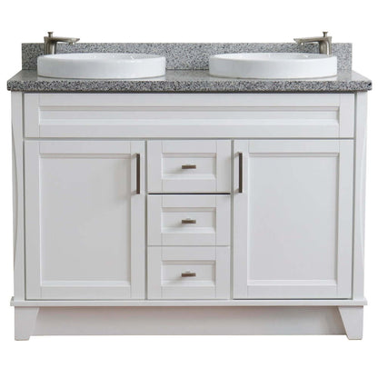 Bellaterra 48" Double Vanity w/ Counter Top and Sink White Finish 400700-49D-WH-GYRD round