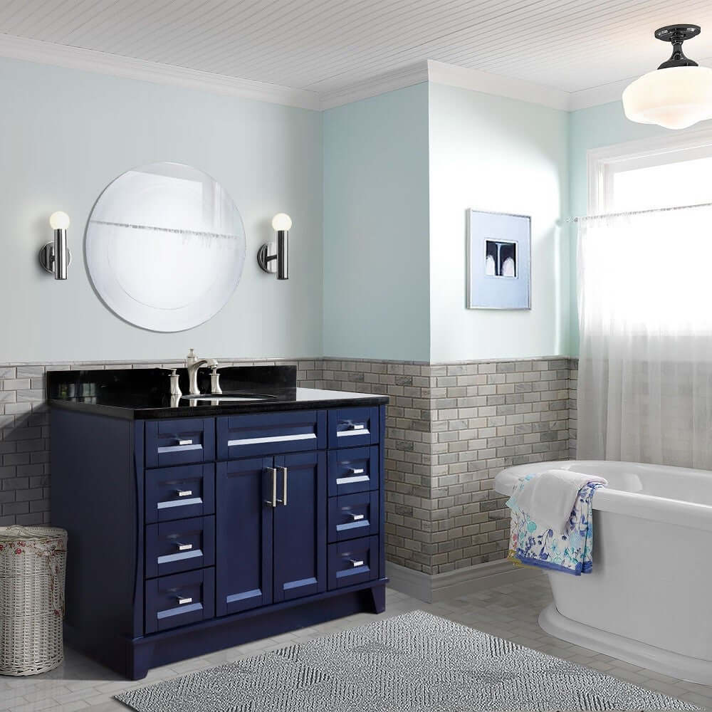 Bellaterra Shlomo - to Split 49" Single Vanity w/ Counter Top and Sink Blue Finish 400700-49S-BU-BGO