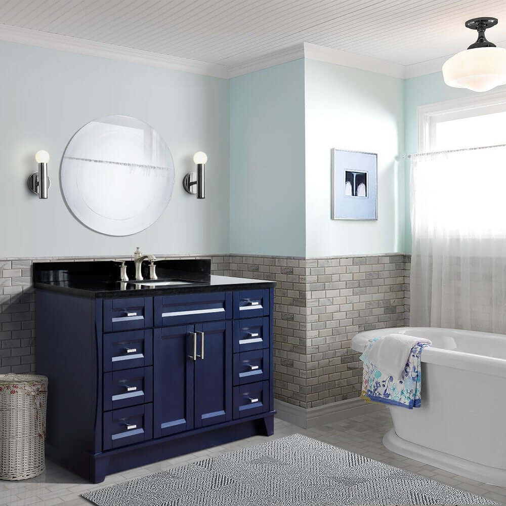 Bellaterra Shlomo - to Split 49" Single Vanity w/ Counter Top and Sink Blue Finish 400700-49S-BU-BGR