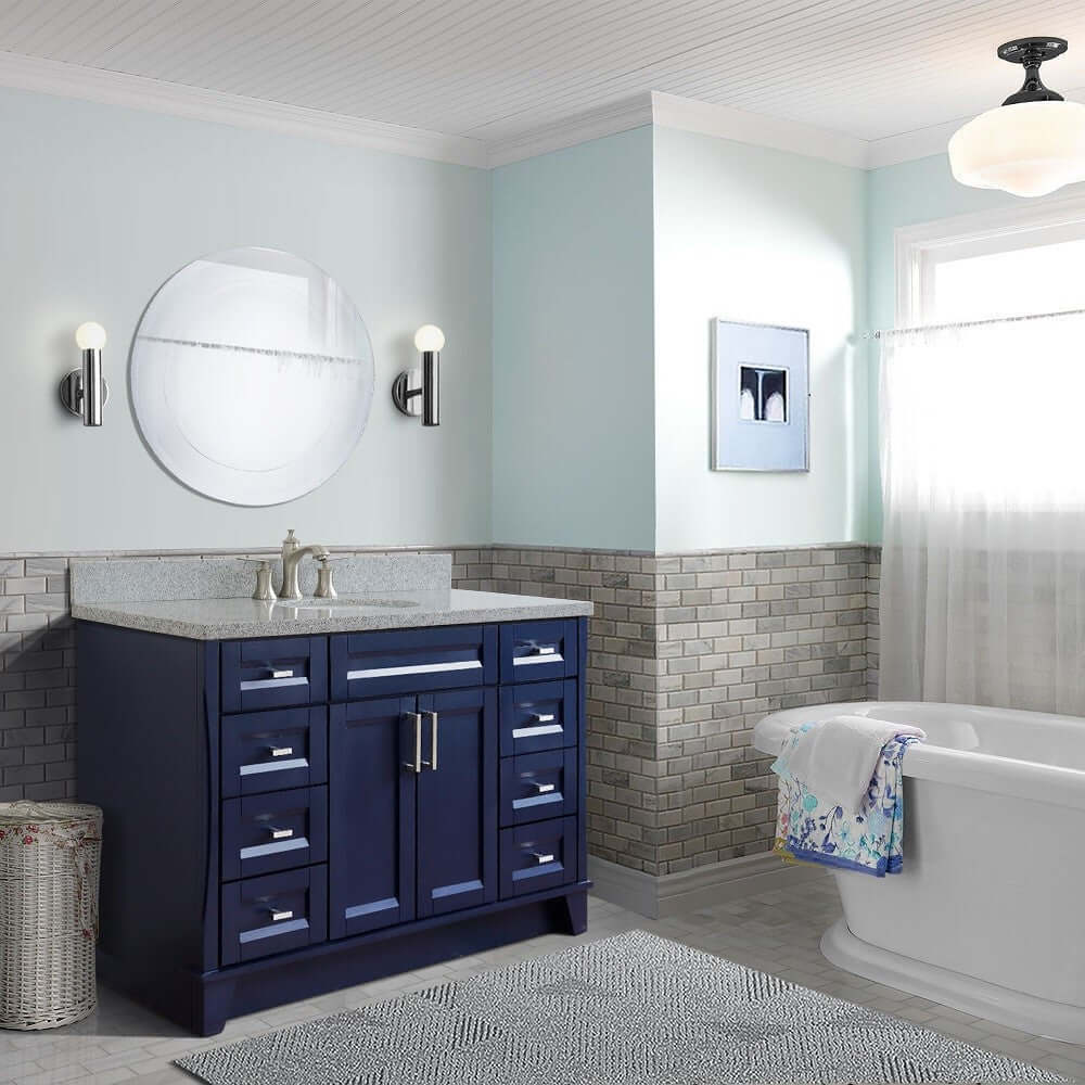 Bellaterra Shlomo - to Split 49" Single Vanity w/ Counter Top and Sink Blue Finish 400700-49S-BU-GYO