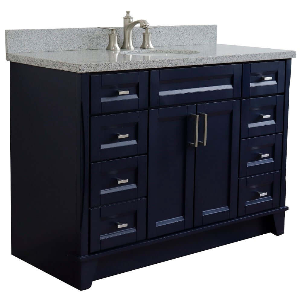 Bellaterra Shlomo - to Split 49" Single Vanity w/ Counter Top and Sink Blue Finish 400700-49S-BU-GYO