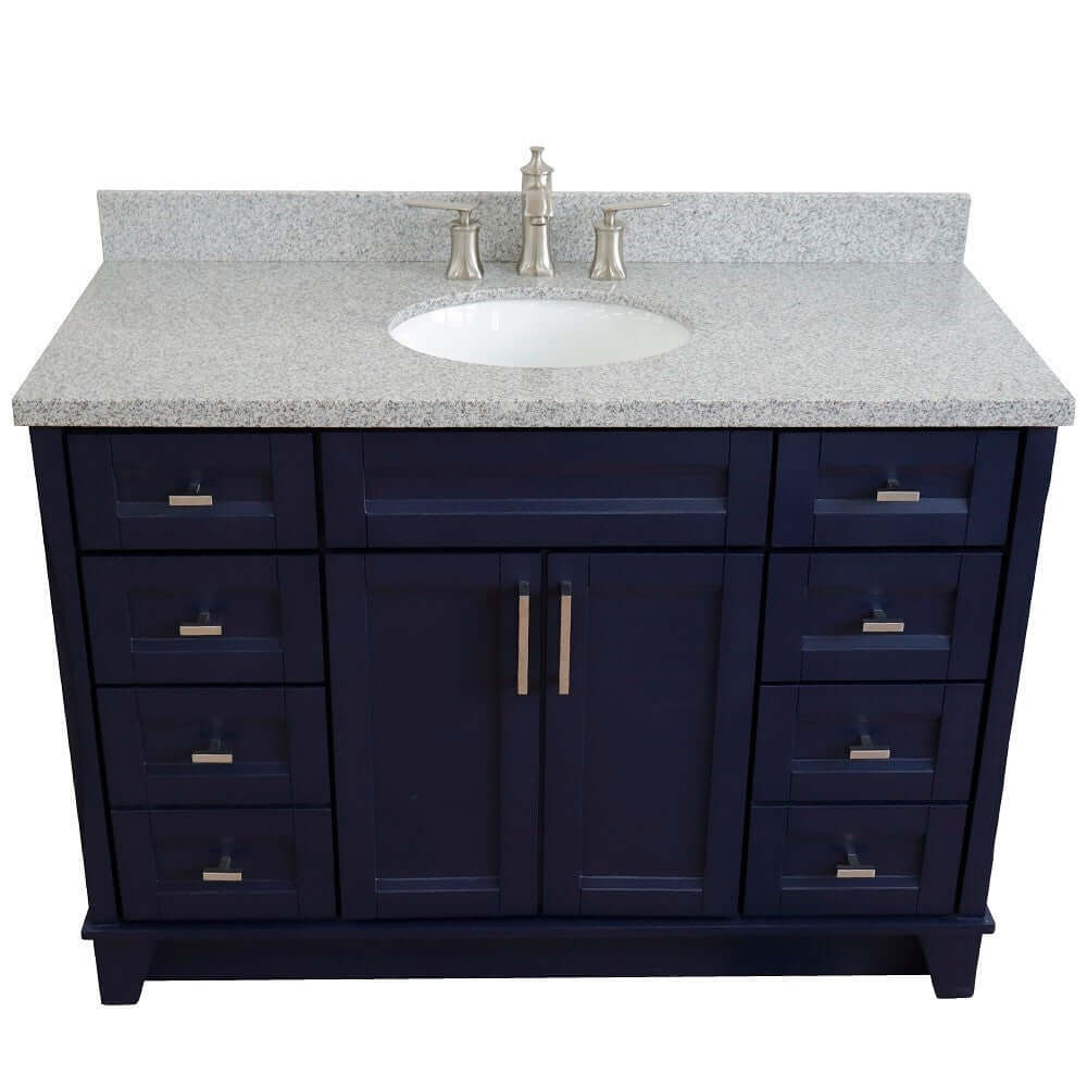 Bellaterra Shlomo - to Split 49" Single Vanity w/ Counter Top and Sink Blue Finish 400700-49S-BU-GYO