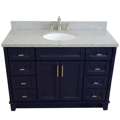 Bellaterra Shlomo - to Split 49" Single Vanity w/ Counter Top and Sink Blue Finish 400700-49S-BU-GYO