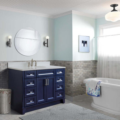 Bellaterra Shlomo - to Split 49" Single Vanity w/ Counter Top and Sink Blue Finish 400700-49S-BU-WEO