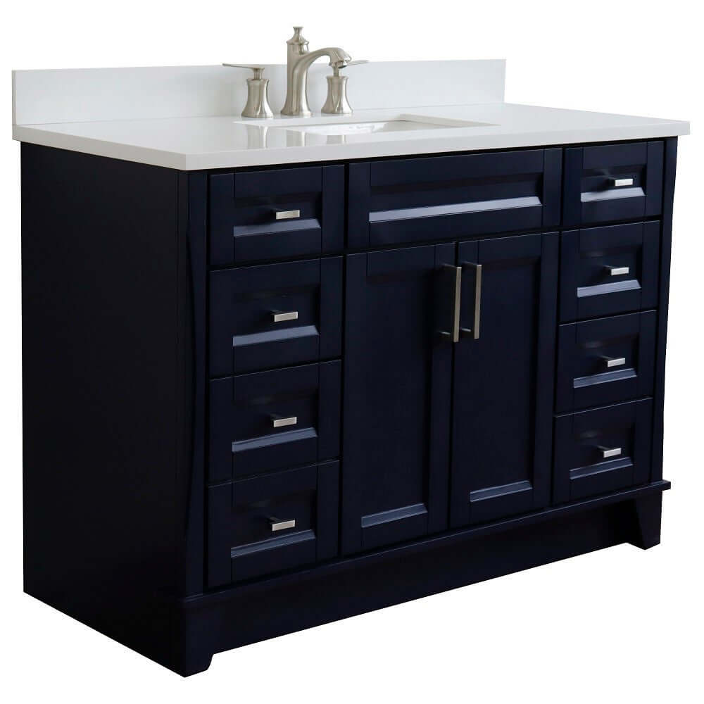 Bellaterra Shlomo - to Split 49" Single Vanity w/ Counter Top and Sink Blue Finish 400700-49S-BU-WER