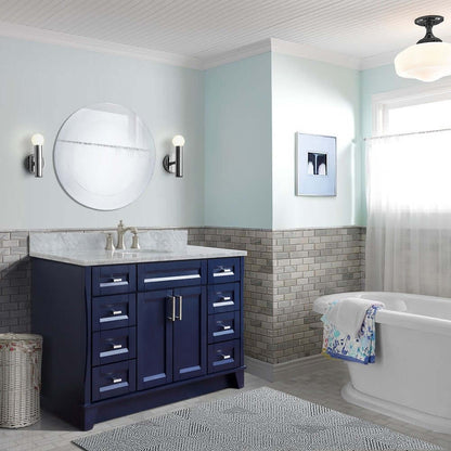 Bellaterra Shlomo - to Split 49" Single Vanity w/ Counter Top and Sink Blue Finish 400700-49S-BU-WMO