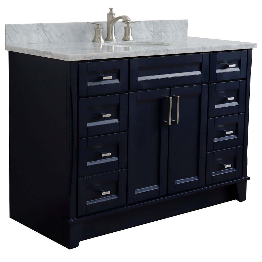 Bellaterra Shlomo - to Split 49" Single Vanity w/ Counter Top and Sink Blue Finish 400700-49S-BU-WMO