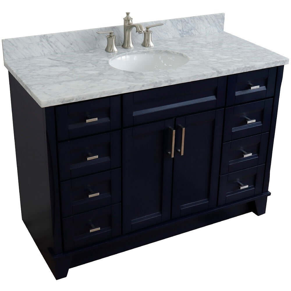 Bellaterra Shlomo - to Split 49" Single Vanity w/ Counter Top and Sink Blue Finish 400700-49S-BU-WMO