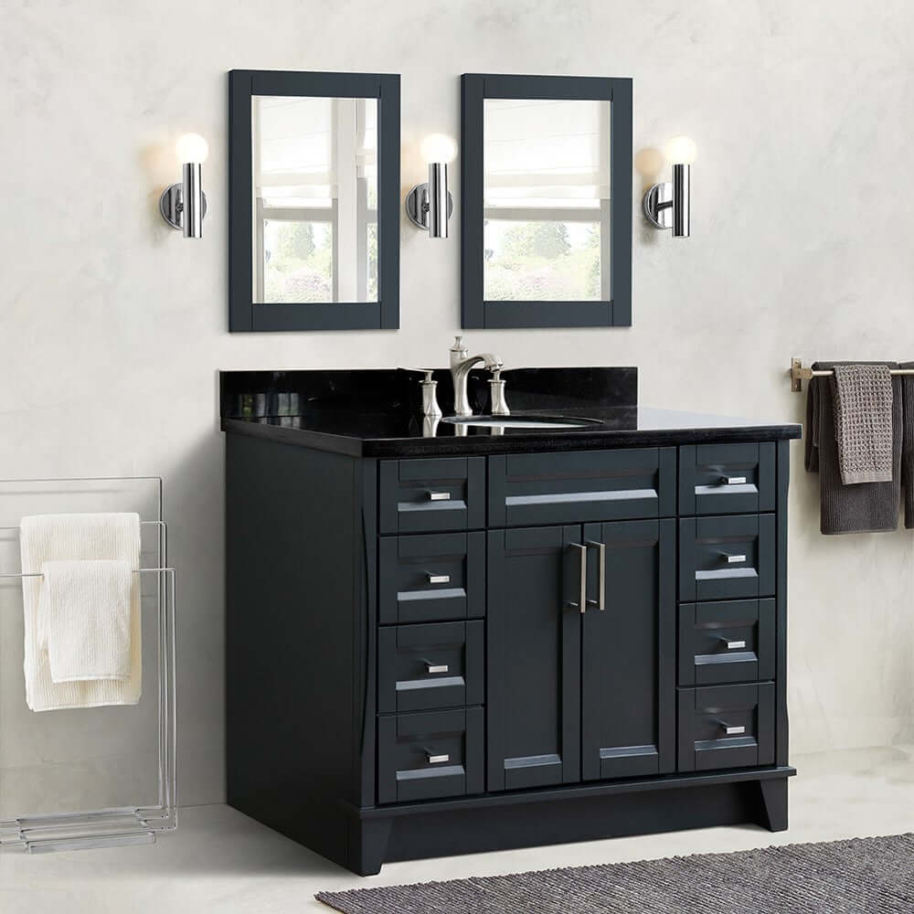 Bellaterra Shlomo - to Split 49" Single Vanity w/ Counter Top and Sink Dark Gray Finish 400700-49S-DG-BGO