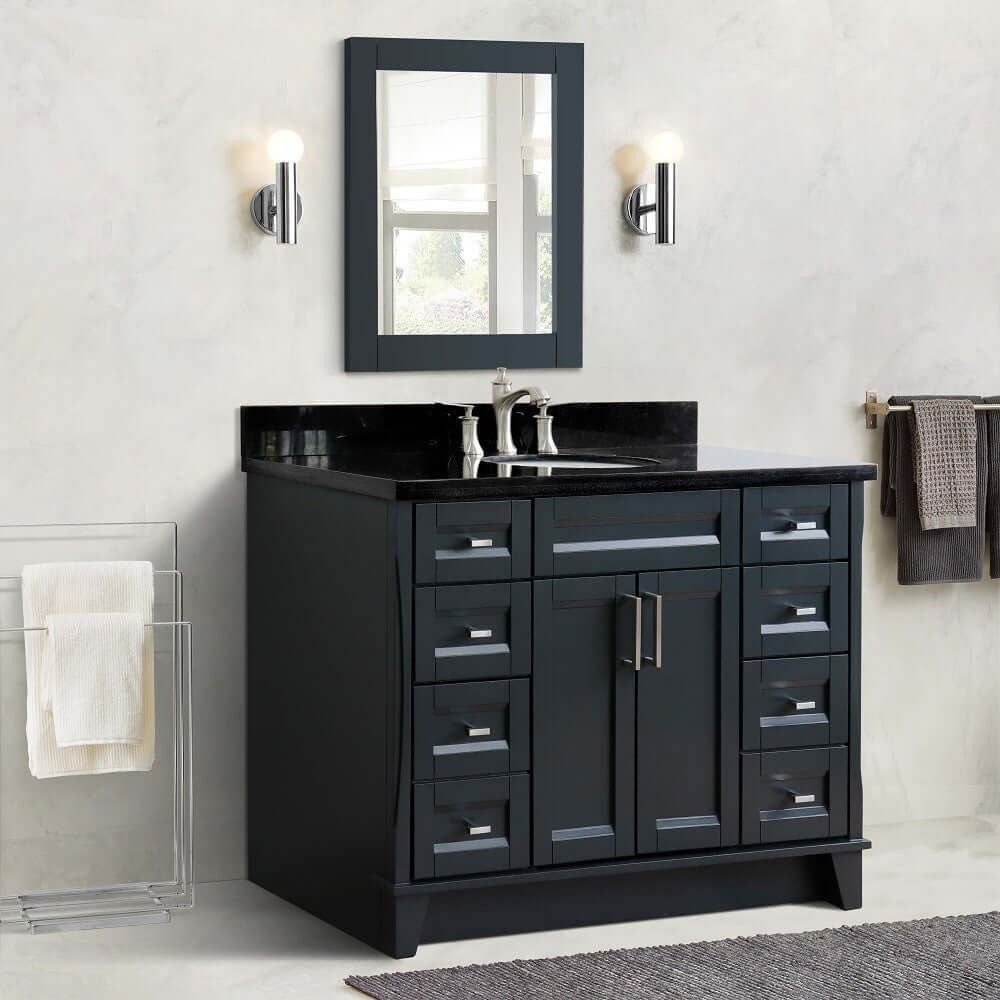 Bellaterra Shlomo - to Split 49" Single Vanity w/ Counter Top and Sink Dark Gray Finish 400700-49S-DG-BGO