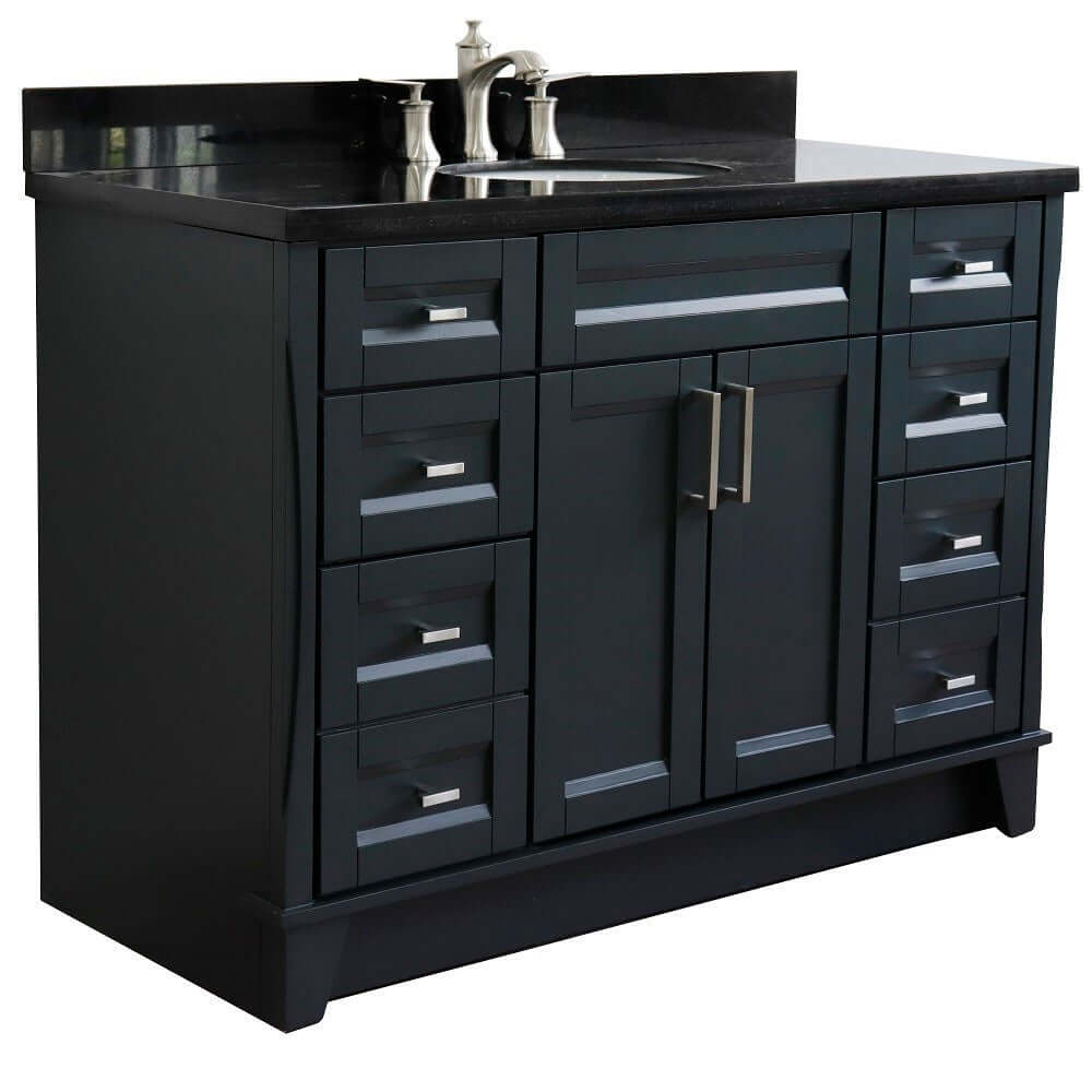 Bellaterra Shlomo - to Split 49" Single Vanity w/ Counter Top and Sink Dark Gray Finish 400700-49S-DG-BGO