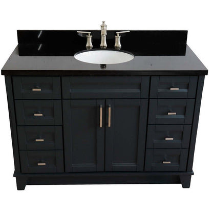 Bellaterra Shlomo - to Split 49" Single Vanity w/ Counter Top and Sink Dark Gray Finish 400700-49S-DG-BGO