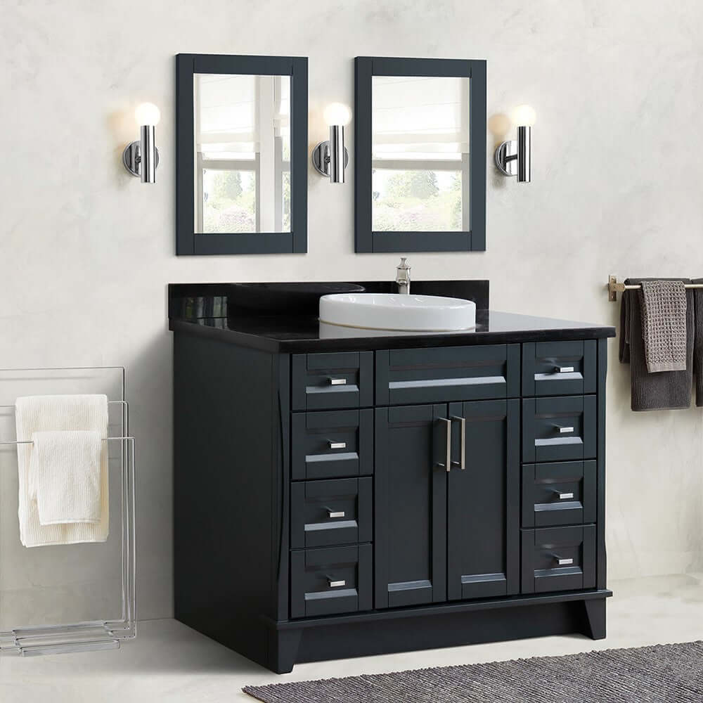 Bellaterra Shlomo - to Split 49" Single Vanity w/ Counter Top and Sink Dark Gray Finish 400700-49S-DG-BGRD