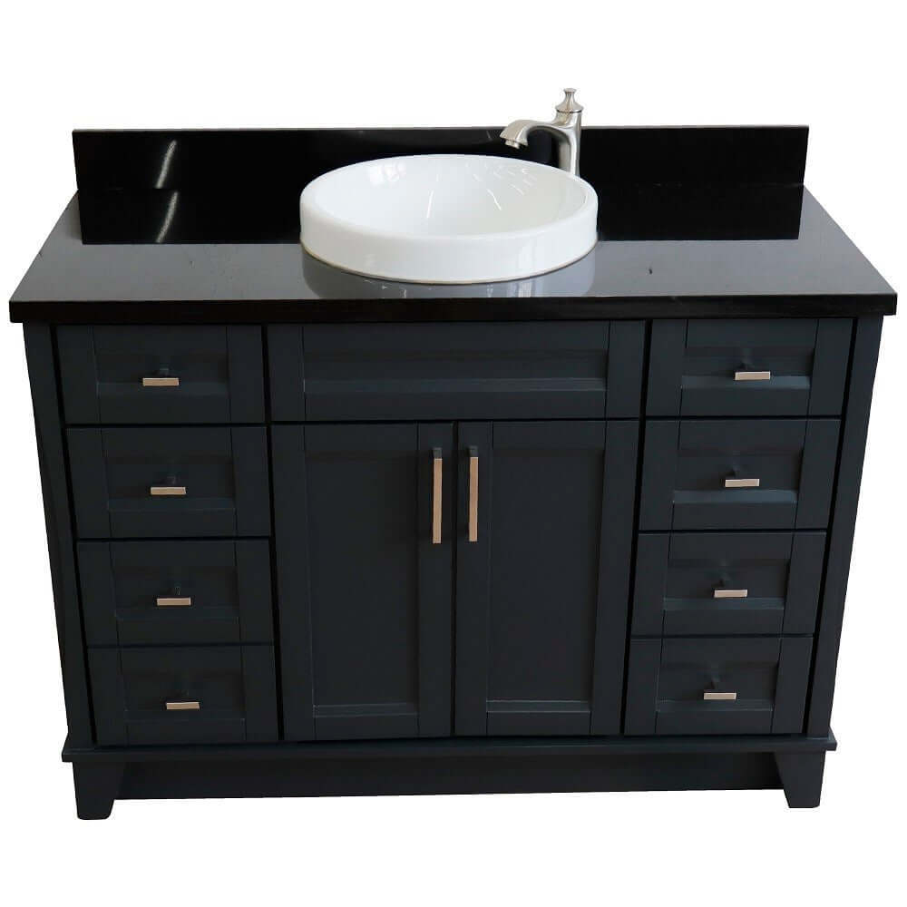 Bellaterra Shlomo - to Split 49" Single Vanity w/ Counter Top and Sink Dark Gray Finish 400700-49S-DG-BGRD