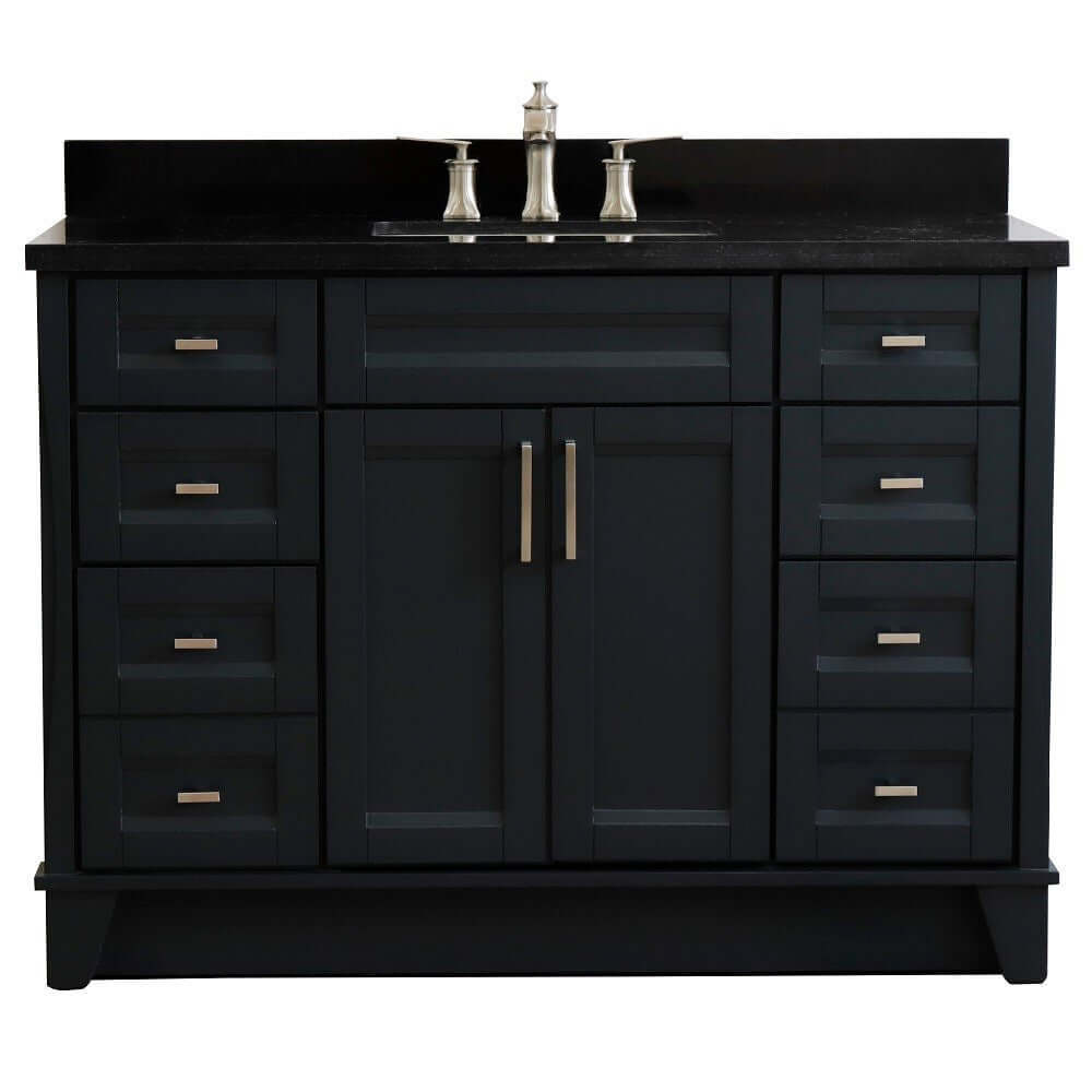 Bellaterra Shlomo - to Split 49" Single Vanity w/ Counter Top and Sink Dark Gray Finish 400700-49S-DG-BGR