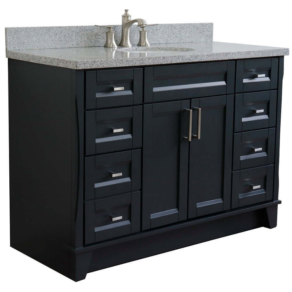 Bellaterra Shlomo - to Split 49" Single Vanity w/ Counter Top and Sink Dark Gray Finish 400700-49S-DG-GYO