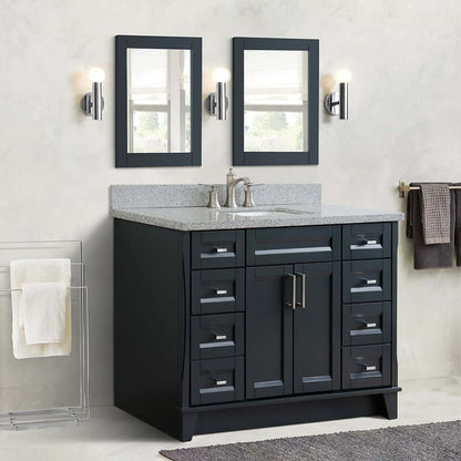 Bellaterra Shlomo - to Split 49" Single Vanity w/ Counter Top and Sink Dark Gray Finish 400700-49S-DG-GYR