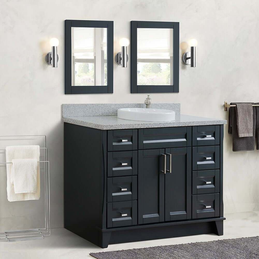 Bellaterra Shlomo - to Split 49" Single Vanity w/ Counter Top and Sink Dark Gray Finish 400700-49S-DG-GYRD