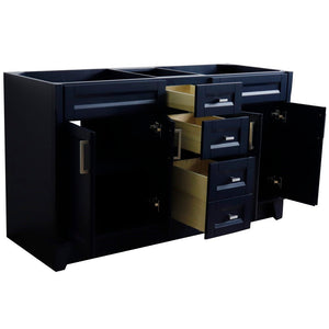 Bellaterra 60" Double Vanity - Cabinet Only 400700-60D, Blue, Open