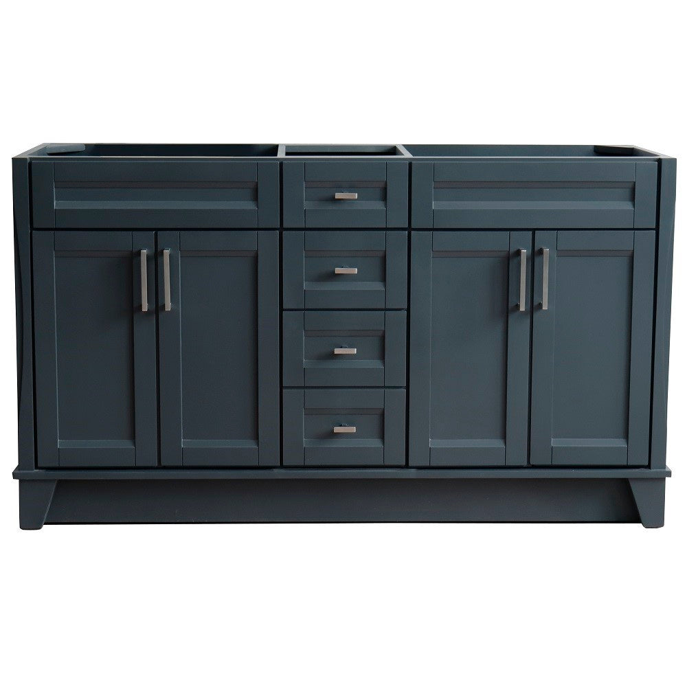 Bellaterra 60" Double Vanity - Cabinet Only 400700-60D, Dark Gray, Front