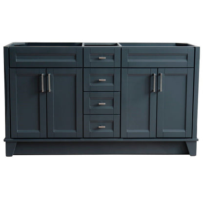 Bellaterra 60" Double Vanity - Cabinet Only 400700-60D, Dark Gray, Front