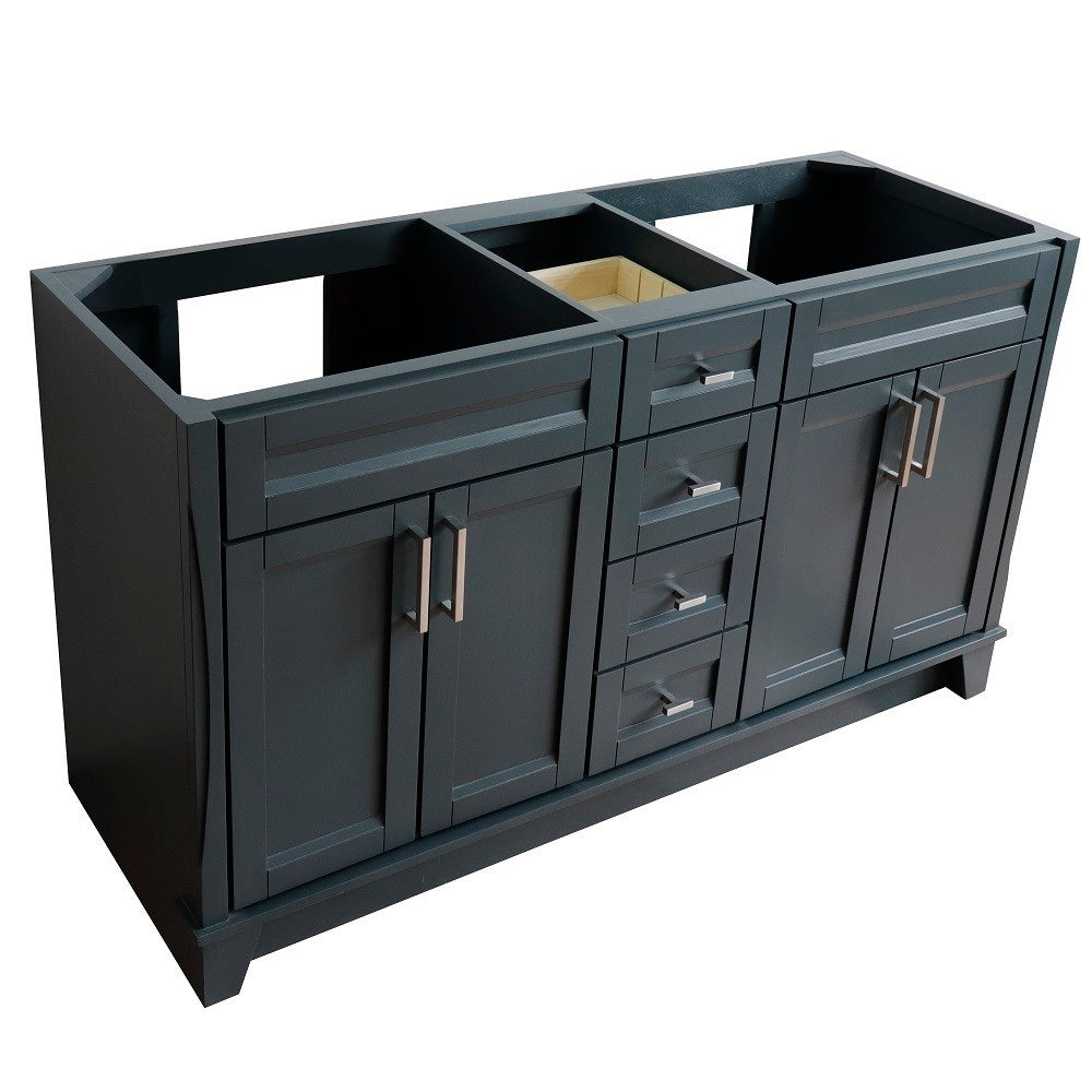 Bellaterra 60" Double Vanity - Cabinet Only 400700-60D, Dark Gray, Top Corner SIdeview