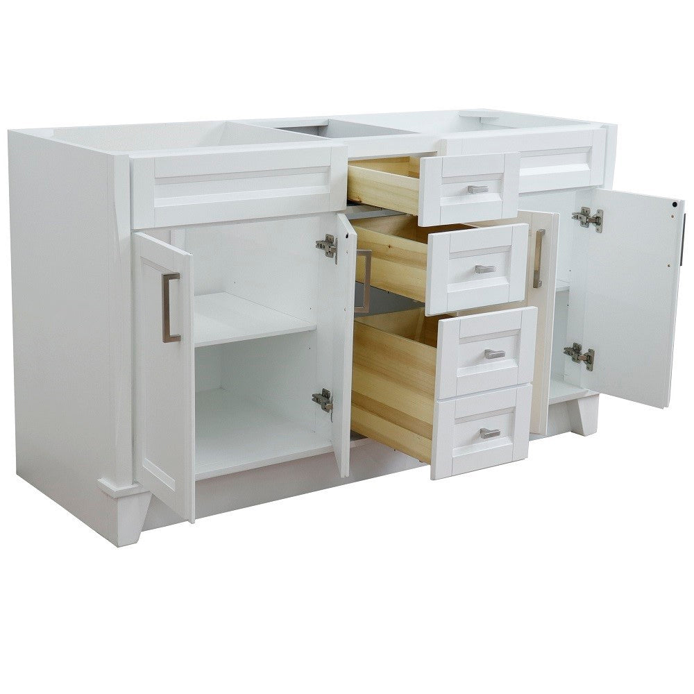 Bellaterra 60" Double Vanity - Cabinet Only 400700-60D, White, Open