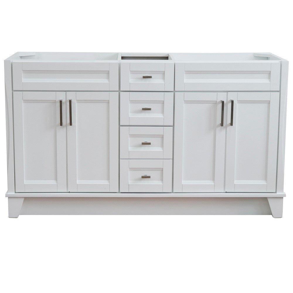 Bellaterra 60" Double Vanity - Cabinet Only 400700-60D, White, Front