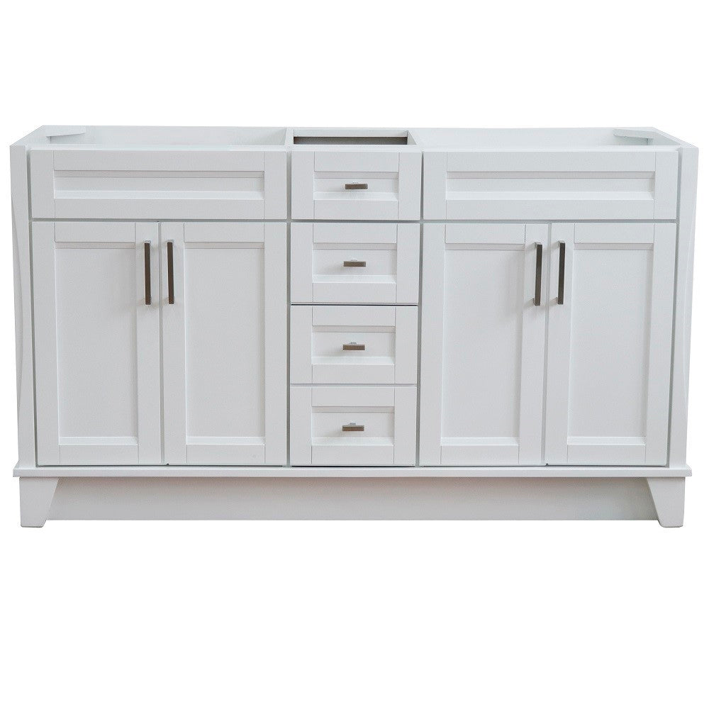 Bellaterra 60" Double Vanity - Cabinet Only 400700-60D, White, Front