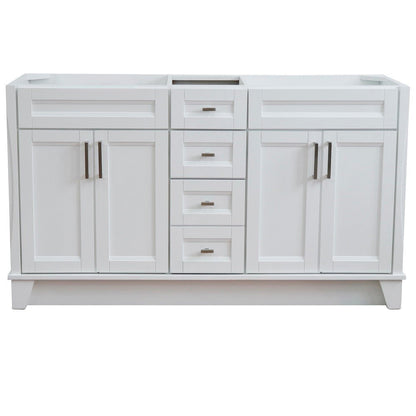 Bellaterra 60" Double Vanity - Cabinet Only 400700-60D, White, Front