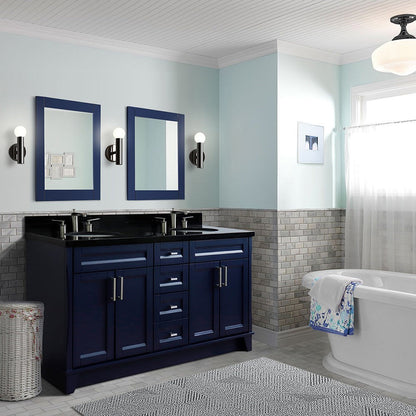 Bellaterra Shlomo - to Split Blue 61" Double Sink Vanity w/ Counter Top and Sink 400700-61D-BU-BGO