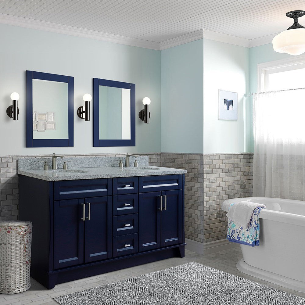 Bellaterra Shlomo - to Split Blue 61" Double Sink Vanity w/ Counter Top and Sink 400700-61D-BU-GYO