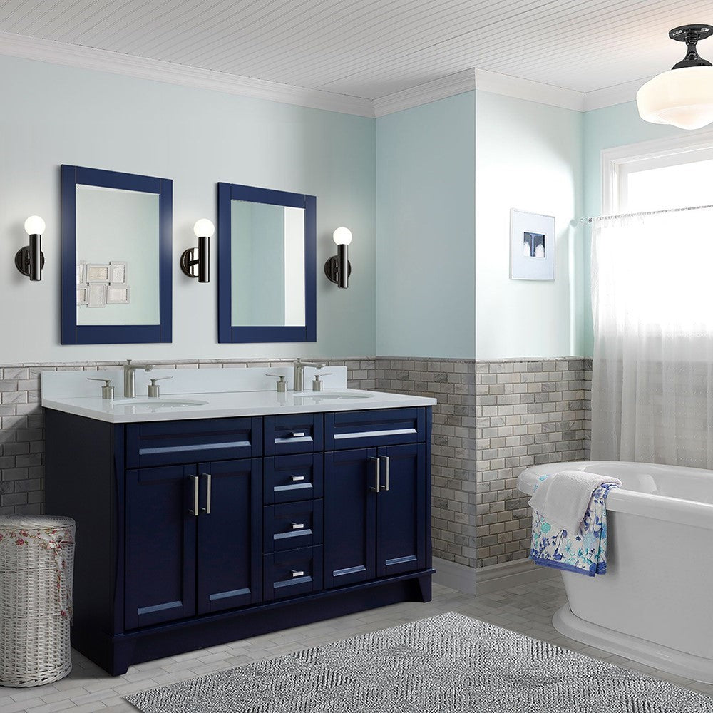 Bellaterra Shlomo - to Split Blue 61" Double Sink Vanity w/ Counter Top and Sink 400700-61D-BU-WEO