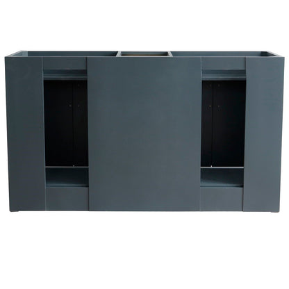 Bellaterra Shlomo - to Split Dark Gray 61" Wood Double Vanity w/ Counter Top and Sink 400700-61D-DG-BGO