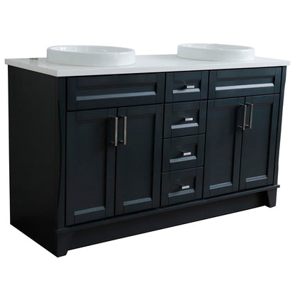 Bellaterra Shlomo - to Split Dark Gray 61" Wood Double Vanity w/ Counter Top and Sink 400700-61D-DG-WERD