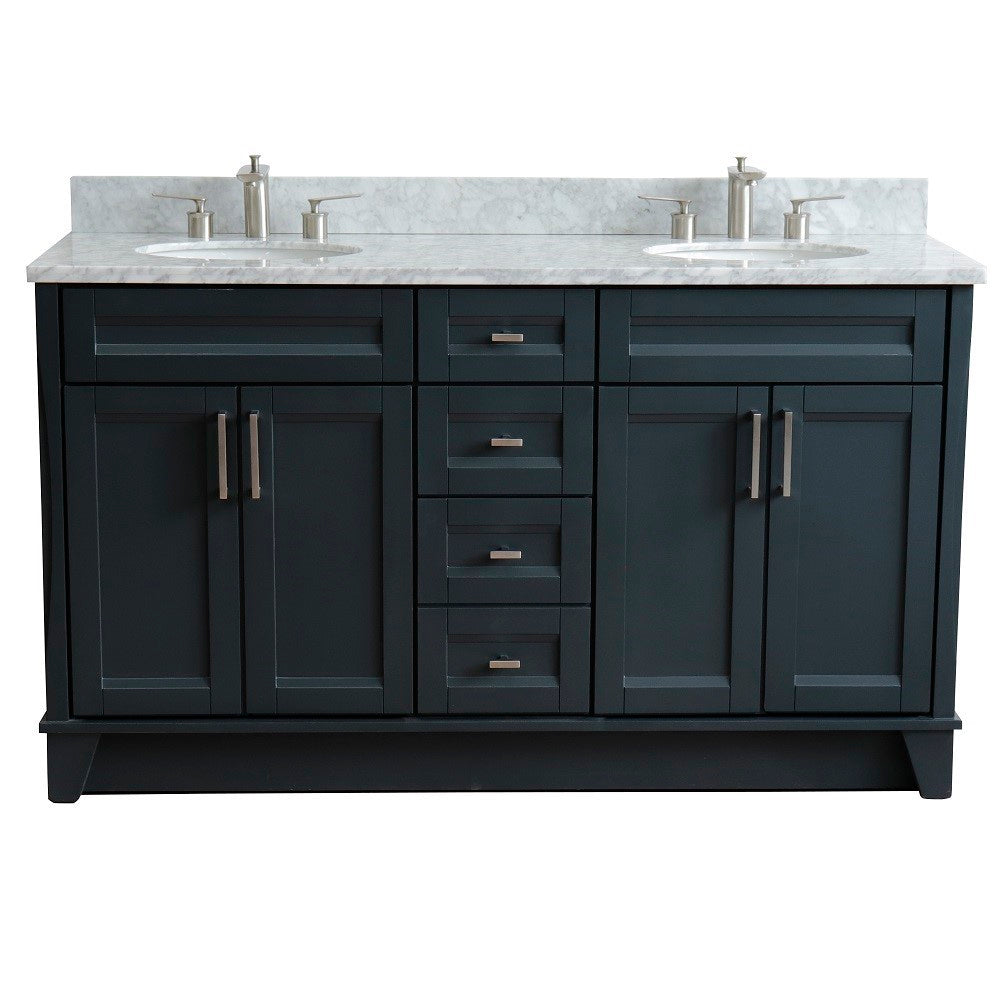 Bellaterra Shlomo - to Split Dark Gray 61" Wood Double Vanity w/ Counter Top and Sink 400700-61D-DG-WMO