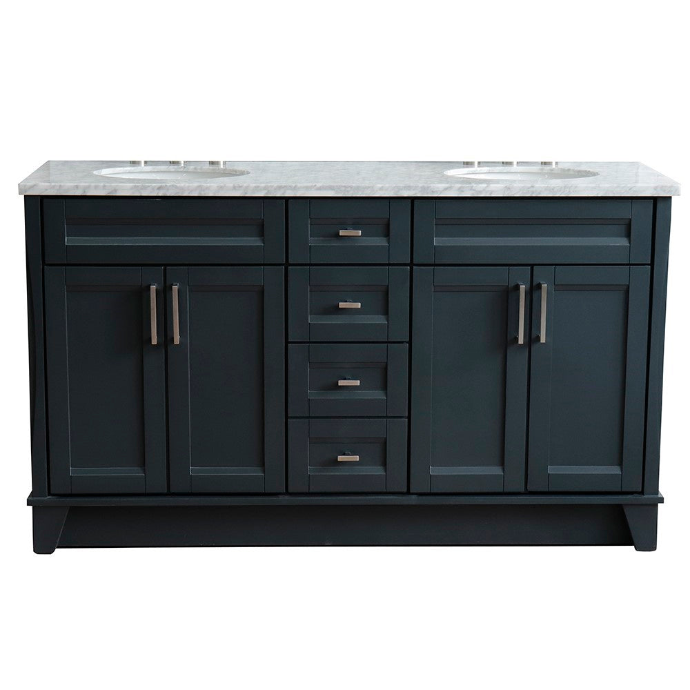 Bellaterra Shlomo - to Split Dark Gray 61" Wood Double Vanity w/ Counter Top and Sink 400700-61D-DG-WMO