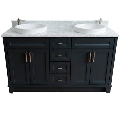 Bellaterra Shlomo - to Split Dark Gray 61" Wood Double Vanity w/ Counter Top and Sink 400700-61D-DG-WMRD