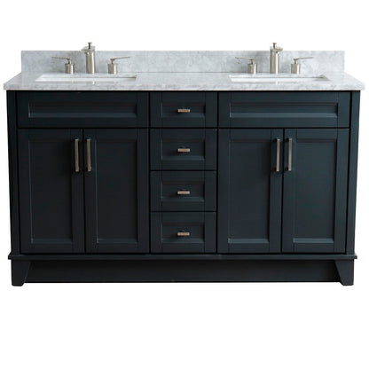 Bellaterra Shlomo - to Split Dark Gray 61" Wood Double Vanity w/ Counter Top and Sink 400700-61D-DG-WMR