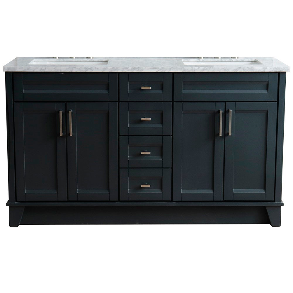 Bellaterra Shlomo - to Split Dark Gray 61" Wood Double Vanity w/ Counter Top and Sink 400700-61D-DG-WMR