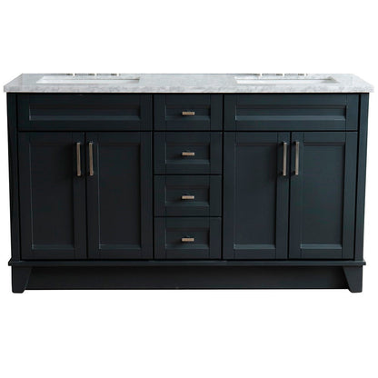 Bellaterra Shlomo - to Split Dark Gray 61" Wood Double Vanity w/ Counter Top and Sink 400700-61D-DG-WMR