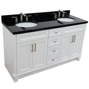 Bellaterra Shlomo - to Split White 61" Wood Double Vanity w/ Counter Top and Sink 400700-61D-WH-BGO