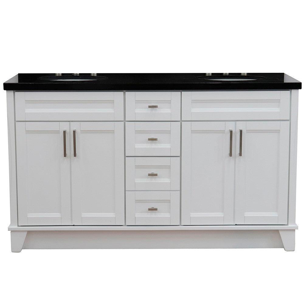 Bellaterra Shlomo - to Split White 61" Wood Double Vanity w/ Counter Top and Sink 400700-61D-WH-BGO