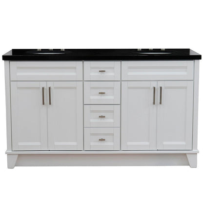 Bellaterra Shlomo - to Split White 61" Wood Double Vanity w/ Counter Top and Sink 400700-61D-WH-BGO