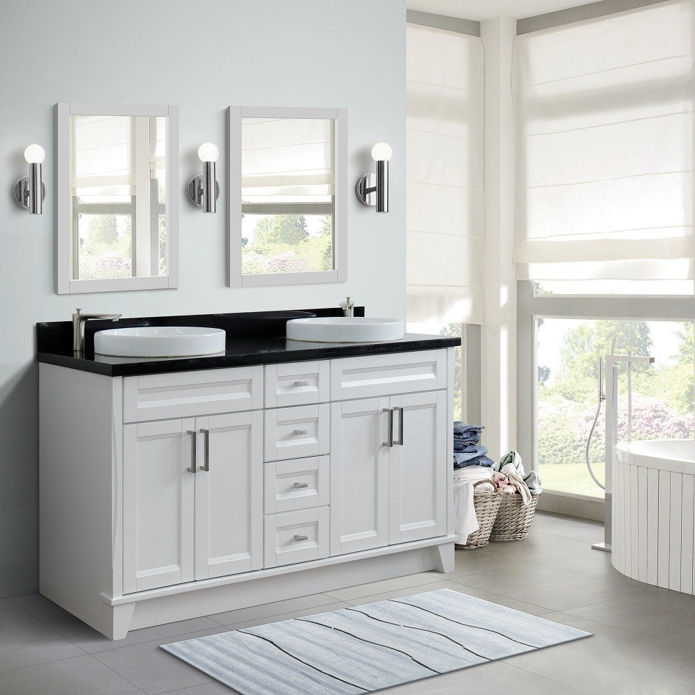 Bellaterra Terni White 61" Wood Double Vanity w/ Counter Top and Sink 400700-61D-WH